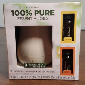 NEW ScentSationals Oil & Diffuser‎ Set with Lemon & Sweet Orange Essential Oils
